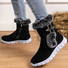 Load image into Gallery viewer, Women Flats Ankle Snow Boots 2024 Winter Warm Fur Shoes New Fashion Design Short Plush Chelsea Boots Suede Soft Sole Goth Botas
