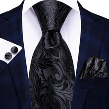 Load image into Gallery viewer, NAVY BLUE 63INCHES SILK MENS TIE SET EXTRA LONG TIES FOR MEN HANDKERCHIEF WOVEN CLASSIC MENS 160CM NECKTIE POCKET SQUARE HI-TIE
