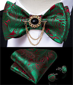 BLACK FLORAL MEN BOW TIE SET FORMAL BUSINESS PARTY BOWKNOT ACCESSORIES METAL BROOCH CHAIN MEN GIFT BUTTERFLY CRAVAT DIBANGU