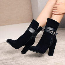 Load image into Gallery viewer, PLUS SIZE 34-43 WOMEN BOOTS WINTER CASUAL WOMEN PUMPS WARM ANKLE BOOTS WATERPROOF HIGH HEELS SNOW SHOES NUBUCK LEATHER BOTAS
