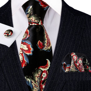 MEN TIE PRINTED NEW NECKTIE GRAVATA NECKWEAR BARRY.WANG FASHION HANKY CUFFLINK SET TIES FOR MEN WEDDING PARTY BUSINESS