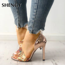 Load image into Gallery viewer, 2023 WOMEN HIGH HEELS SANDALS WOMAN FASHION SUMMER  FEMALE PEEP TOE HIGH-HEELED SHOES OPEN TOE ETHNIC PRINT PARTY SANDALS
