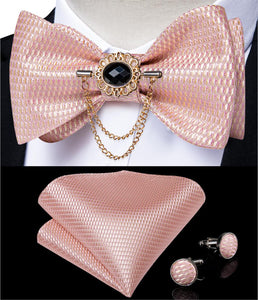 BLACK FLORAL MEN BOW TIE SET FORMAL BUSINESS PARTY BOWKNOT ACCESSORIES METAL BROOCH CHAIN MEN GIFT BUTTERFLY CRAVAT DIBANGU