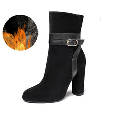 Load image into Gallery viewer, PLUS SIZE 34-43 WOMEN BOOTS WINTER CASUAL WOMEN PUMPS WARM ANKLE BOOTS WATERPROOF HIGH HEELS SNOW SHOES NUBUCK LEATHER BOTAS
