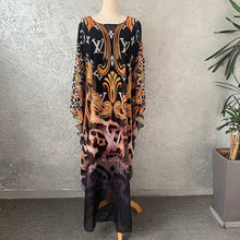 Load image into Gallery viewer, NEW FASHION AFRICAN ROBE STYLE BEADING CHIFFON PRINTING LONG MAXI DRESSE FOR WOMEN MUSLIM ABAYA GOWN DRESS WITH COTTON INNER
