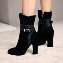 Load image into Gallery viewer, PLUS SIZE 34-43 WOMEN BOOTS WINTER CASUAL WOMEN PUMPS WARM ANKLE BOOTS WATERPROOF HIGH HEELS SNOW SHOES NUBUCK LEATHER BOTAS
