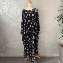 Load image into Gallery viewer, NEW FASHION AFRICAN ROBE STYLE BEADING CHIFFON PRINTING LONG MAXI DRESSE FOR WOMEN MUSLIM ABAYA GOWN DRESS WITH COTTON INNER
