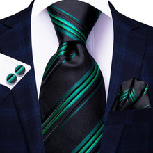 Load image into Gallery viewer, NAVY BLUE 63INCHES SILK MENS TIE SET EXTRA LONG TIES FOR MEN HANDKERCHIEF WOVEN CLASSIC MENS 160CM NECKTIE POCKET SQUARE HI-TIE

