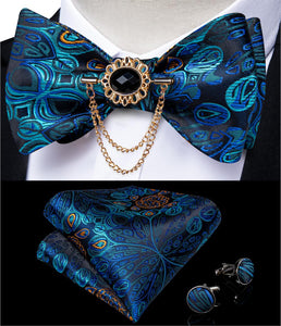 BLACK FLORAL MEN BOW TIE SET FORMAL BUSINESS PARTY BOWKNOT ACCESSORIES METAL BROOCH CHAIN MEN GIFT BUTTERFLY CRAVAT DIBANGU