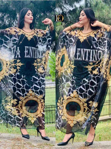 NEW FASHION AFRICAN ROBE STYLE BEADING CHIFFON PRINTING LONG MAXI DRESSE FOR WOMEN MUSLIM ABAYA GOWN DRESS WITH COTTON INNER