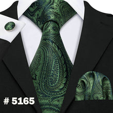 Load image into Gallery viewer, LUXURIOUS BLUE PAISLEY SUIT TIE 100% SILK MEN TIE FOR WEDDING BUSINESS BARRY.WANG NECKTIE HANDKERCHIEF MENS DRESS TIES LS-5057
