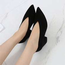 Load image into Gallery viewer, 2023 SPRING AUTUMN SQUARE HEELS PUMPS ELEGANT SHALLOW V-MOUTH OFFICE LADY PUMPS
