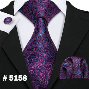 MEN TIE PRINTED NEW NECKTIE GRAVATA NECKWEAR BARRY.WANG FASHION HANKY CUFFLINK SET TIES FOR MEN WEDDING PARTY BUSINESS