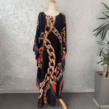 Load image into Gallery viewer, NEW FASHION AFRICAN ROBE STYLE BEADING CHIFFON PRINTING LONG MAXI DRESSE FOR WOMEN MUSLIM ABAYA GOWN DRESS WITH COTTON INNER
