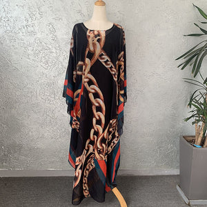 NEW FASHION AFRICAN ROBE STYLE BEADING CHIFFON PRINTING LONG MAXI DRESSE FOR WOMEN MUSLIM ABAYA GOWN DRESS WITH COTTON INNER