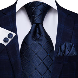 NAVY BLUE 63INCHES SILK MENS TIE SET EXTRA LONG TIES FOR MEN HANDKERCHIEF WOVEN CLASSIC MENS 160CM NECKTIE POCKET SQUARE HI-TIE