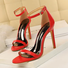 Load image into Gallery viewer, NEW WOMEN SANDALS PATENT LEATHER WOMEN HIGH HEELS SHOES NUDE SEXY WOMEN PUMPS FASHION WEDDING SHOES WOMEN STILETTO
