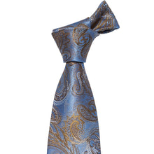 Load image into Gallery viewer, LUXURIOUS BLUE PAISLEY SUIT TIE 100% SILK MEN TIE FOR WEDDING BUSINESS BARRY.WANG NECKTIE HANDKERCHIEF MENS DRESS TIES LS-5057
