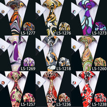 Load image into Gallery viewer, MEN TIE PRINTED NEW NECKTIE GRAVATA NECKWEAR BARRY.WANG FASHION HANKY CUFFLINK SET TIES FOR MEN WEDDING PARTY BUSINESS
