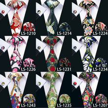 Load image into Gallery viewer, MEN TIE PRINTED NEW NECKTIE GRAVATA NECKWEAR BARRY.WANG FASHION HANKY CUFFLINK SET TIES FOR MEN WEDDING PARTY BUSINESS
