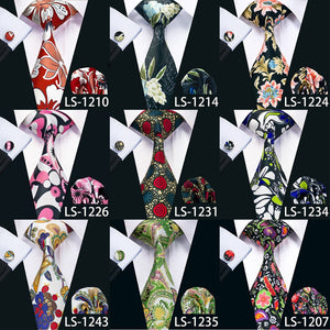MEN TIE PRINTED NEW NECKTIE GRAVATA NECKWEAR BARRY.WANG FASHION HANKY CUFFLINK SET TIES FOR MEN WEDDING PARTY BUSINESS