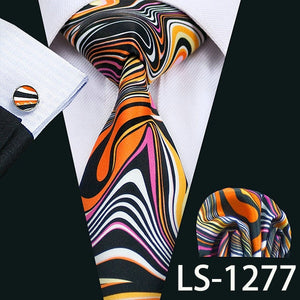 MEN TIE PRINTED NEW NECKTIE GRAVATA NECKWEAR BARRY.WANG FASHION HANKY CUFFLINK SET TIES FOR MEN WEDDING PARTY BUSINESS
