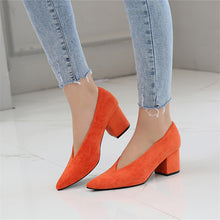 Load image into Gallery viewer, 2023 SPRING AUTUMN SQUARE HEELS PUMPS ELEGANT SHALLOW V-MOUTH OFFICE LADY PUMPS
