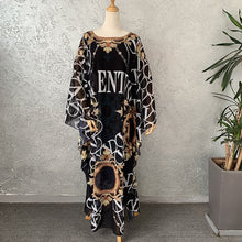Load image into Gallery viewer, NEW FASHION AFRICAN ROBE STYLE BEADING CHIFFON PRINTING LONG MAXI DRESSE FOR WOMEN MUSLIM ABAYA GOWN DRESS WITH COTTON INNER
