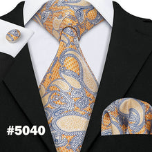 Load image into Gallery viewer, LUXURIOUS BLUE PAISLEY SUIT TIE 100% SILK MEN TIE FOR WEDDING BUSINESS BARRY.WANG NECKTIE HANDKERCHIEF MENS DRESS TIES LS-5057
