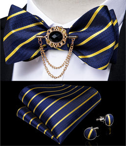 BLACK FLORAL MEN BOW TIE SET FORMAL BUSINESS PARTY BOWKNOT ACCESSORIES METAL BROOCH CHAIN MEN GIFT BUTTERFLY CRAVAT DIBANGU