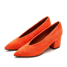 Load image into Gallery viewer, 2023 SPRING AUTUMN SQUARE HEELS PUMPS ELEGANT SHALLOW V-MOUTH OFFICE LADY PUMPS
