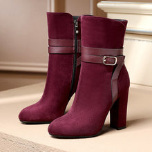 Load image into Gallery viewer, PLUS SIZE 34-43 WOMEN BOOTS WINTER CASUAL WOMEN PUMPS WARM ANKLE BOOTS WATERPROOF HIGH HEELS SNOW SHOES NUBUCK LEATHER BOTAS
