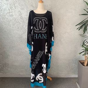 NEW FASHION AFRICAN ROBE STYLE BEADING CHIFFON PRINTING LONG MAXI DRESSE FOR WOMEN MUSLIM ABAYA GOWN DRESS WITH COTTON INNER