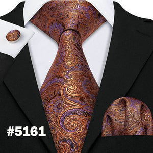 LUXURIOUS BLUE PAISLEY SUIT TIE 100% SILK MEN TIE FOR WEDDING BUSINESS BARRY.WANG NECKTIE HANDKERCHIEF MENS DRESS TIES LS-5057