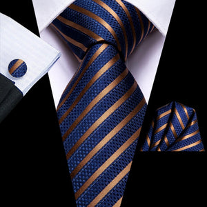 NAVY BLUE 63INCHES SILK MENS TIE SET EXTRA LONG TIES FOR MEN HANDKERCHIEF WOVEN CLASSIC MENS 160CM NECKTIE POCKET SQUARE HI-TIE