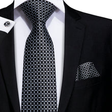 Load image into Gallery viewer, NAVY BLUE 63INCHES SILK MENS TIE SET EXTRA LONG TIES FOR MEN HANDKERCHIEF WOVEN CLASSIC MENS 160CM NECKTIE POCKET SQUARE HI-TIE
