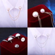 Load image into Gallery viewer, PEARL RHINESTONE MEN WOMEN JEWELRY PINS BROOCHES SHIRT BLOUSE TASSEL LAPEL PINS COLLAR NEEDLE METAL CHAIN BROOCHES ACCESSORIES
