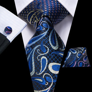 NAVY BLUE 63INCHES SILK MENS TIE SET EXTRA LONG TIES FOR MEN HANDKERCHIEF WOVEN CLASSIC MENS 160CM NECKTIE POCKET SQUARE HI-TIE