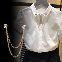 Load image into Gallery viewer, PEARL RHINESTONE MEN WOMEN JEWELRY PINS BROOCHES SHIRT BLOUSE TASSEL LAPEL PINS COLLAR NEEDLE METAL CHAIN BROOCHES ACCESSORIES
