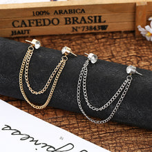Load image into Gallery viewer, PEARL RHINESTONE MEN WOMEN JEWELRY PINS BROOCHES SHIRT BLOUSE TASSEL LAPEL PINS COLLAR NEEDLE METAL CHAIN BROOCHES ACCESSORIES
