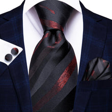 Load image into Gallery viewer, NAVY BLUE 63INCHES SILK MENS TIE SET EXTRA LONG TIES FOR MEN HANDKERCHIEF WOVEN CLASSIC MENS 160CM NECKTIE POCKET SQUARE HI-TIE
