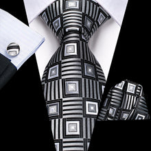 Load image into Gallery viewer, NAVY BLUE 63INCHES SILK MENS TIE SET EXTRA LONG TIES FOR MEN HANDKERCHIEF WOVEN CLASSIC MENS 160CM NECKTIE POCKET SQUARE HI-TIE
