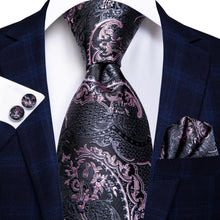 Load image into Gallery viewer, NAVY BLUE 63INCHES SILK MENS TIE SET EXTRA LONG TIES FOR MEN HANDKERCHIEF WOVEN CLASSIC MENS 160CM NECKTIE POCKET SQUARE HI-TIE
