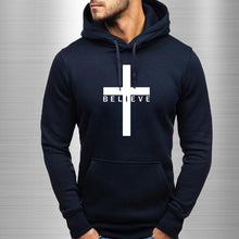 Load image into Gallery viewer, FASHION MEN I BELIEVE IN CHRISTIAN JESUS LOGO CASUAL SPORTS HOODIE DRAWSTRING DESIGN AUTUMN WINTER VERSATILE COMMUTER HOODIE
