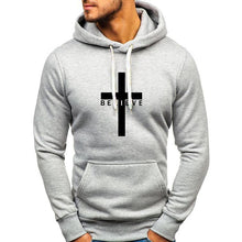 Load image into Gallery viewer, FASHION MEN I BELIEVE IN CHRISTIAN JESUS LOGO CASUAL SPORTS HOODIE DRAWSTRING DESIGN AUTUMN WINTER VERSATILE COMMUTER HOODIE
