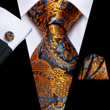 Load image into Gallery viewer, NAVY BLUE 63INCHES SILK MENS TIE SET EXTRA LONG TIES FOR MEN HANDKERCHIEF WOVEN CLASSIC MENS 160CM NECKTIE POCKET SQUARE HI-TIE

