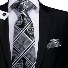 Load image into Gallery viewer, NAVY BLUE 63INCHES SILK MENS TIE SET EXTRA LONG TIES FOR MEN HANDKERCHIEF WOVEN CLASSIC MENS 160CM NECKTIE POCKET SQUARE HI-TIE
